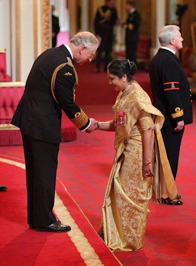 NRI Asha Khemka dazzles in saree at Buckingham Palace as Prince Charles awards her Damehood Dame Asha was honoured by His Royal Highness The Prince of Wales on March 14 for her services to the field of education