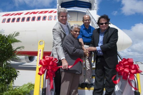 Air India team's ribbon cutting ceremony to welcome the 787 Dreamliner