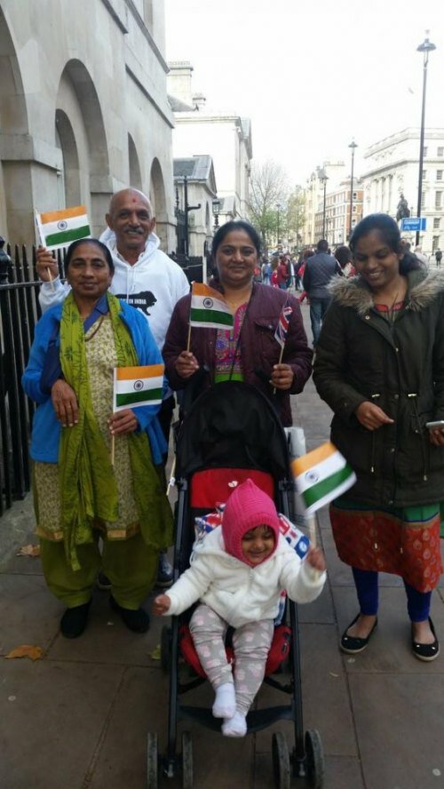 Thousands take to London streets waving Indian flag to welcome Indian PM Narendra Modi to the UK