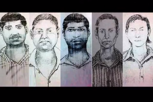 Sketches of the five accused in the gang-rape of 23-year-old photojournalist in Mumbai's Lower Parel area